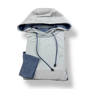 ZERO Restriction Performance Hoodie Mens White Blue Heathered Pullover Athletic
